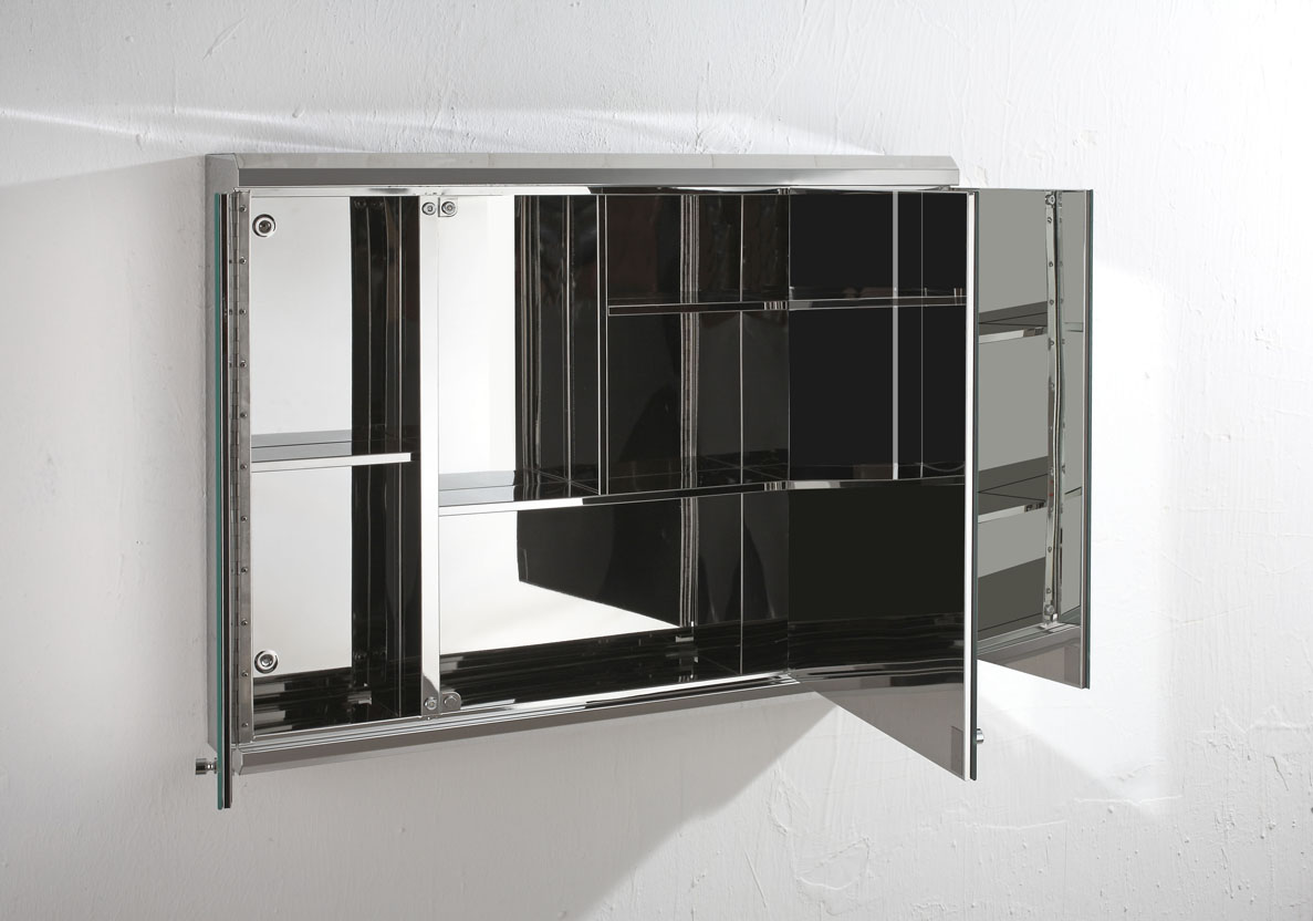 Biscay 80cm x 55cm Triple Door Three Door Mirror Bathroom Wall Storage eBay